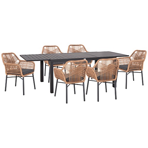 B2bmarkt ΣΕΤ ΤΡΑΠΕΖΑΡΙΑΣ ΕΞ.ΧΩΡΟΥ 7ΤΜΧ KRUM HM21151 ΣΚΟΥΡΟ ΓΚΡΙ ΑΛΟΥΜΙΝΙΟ-P.E.RATTAN