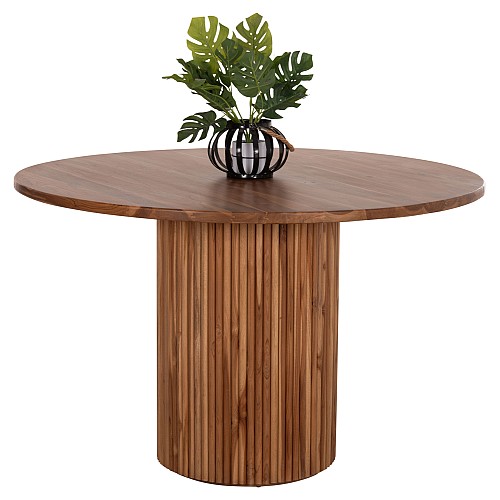 B2bmarkt ΤΡΑΠΕΖΙ ΤΡΑΠΕΖΑΡΙΑΣ ΣΤΡΟΓΓΥΛΟ RODER HM9896 ΞΥΛΟ ΤΕΑΚ- 3εκ. πάχος επιφ.- Φ130x79,5Υεκ