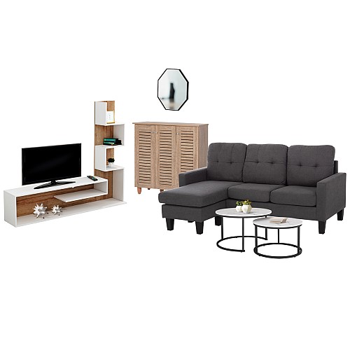 B2bmarkt ΦΟΙΤΗΤΙΚΟ ΣΕΤ ΣΑΛΟΝΙΟΥ 5ΤΜΧ HM21295 SONAMA-ΓΚΡΙ-ΛΕΥΚΟ