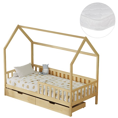 B2bmarkt ΚΡΕΒΑΤΙ ΠΑΙΔΙΚΟ ΜΕ ΣΥΡΤΑΡΙΑ PHYLLIS HM21324 ΞΥΛΟ ΠΕΥΚΟΥ ΦΥΣΙΚΟ--ΜΕ ΣΤΡΩΜΑ 90x190εκ