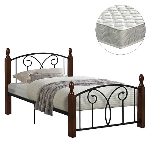B2bmarkt ΚΡΕΒΑΤΙ ΗΜΙΔΙΠΛΟ & ΣΤΡΩΜΑ SUZIE HM21333 ΜΕΤΑΛΛΟ & ΞΥΛΟ ΣΕ ΚΑΡΥΔΙ--ΣΤΡΩΜΑ 110x190εκ