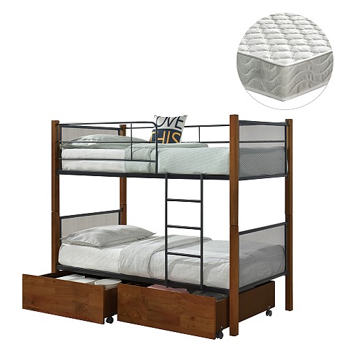 B2bmarkt ΚΟΥΚΕΤΑ ΜΕ 2 ΣΥΡΤΑΡΙΑ & 2 ΣΤΡΩΜΑΤΑ 90X190εκ RAYVEN HM21336 ΞΥΛΟ ΚΑΙ ΜΕΤΑΛΛΟ