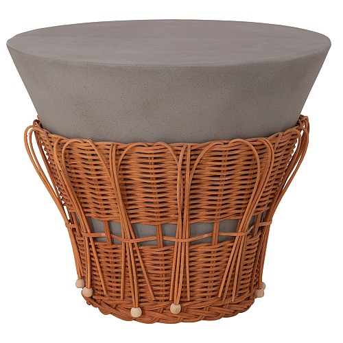 B2bmarkt ΤΡΑΠΕΖΙ ΒΟΗΘΗΤΙΚΟ PERRAL HM18164.03S FIBER CEMENT ΓΚΡΙ-ΦΥΣΙΚΟ RATTAN--Φ42x36Υεκ