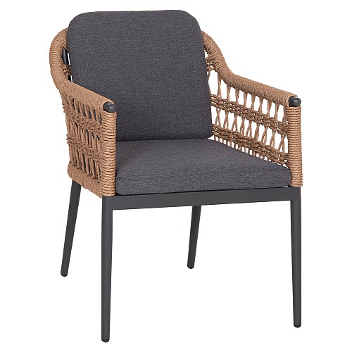 B2bmarkt ΠΟΛΥΘΡΟΝΑ BOXER HM6556.01 ΑΛΟΥΜΙΝΙΟ & OLEFIN ΓΚΡΙ-TWIST WICKER 58x60x80Yεκ