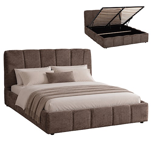 B2bmarkt ΚΡΕΒΑΤΙ ΔΙΠΛΟ ΜΕ ΑΠΟΘ.ΧΩΡΟ ENYA HM763.05 ΜΠΕΖ/ΚΑΦΕ ΥΦΑΣΜΑ --ΓΙΑ ΣΤΡΩΜΑ 160x200εκ