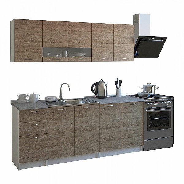 B2bmarkt ΣΥΝΘΕΣΗ ΚΟΥΖΙΝΑΣ BENTLEE ΜΕΛΑΜΙΝΗ SONAMA-ΛΕΥΚΟ HM2443 200x46-29,2 εκ.