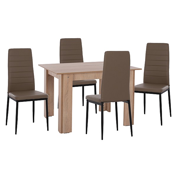 B2bmarkt ΣΕΤ ΤΡΑΠΕΖΑΡΙΑΣ 5ΤΜΧ HM11908 ΤΡΑΠΕΖΙ 110x80εκ. & 4 ΚΑΡΕΚΛΕΣ LADY K/D ΚΑΠΟΥΤΣΙΝΟ PU