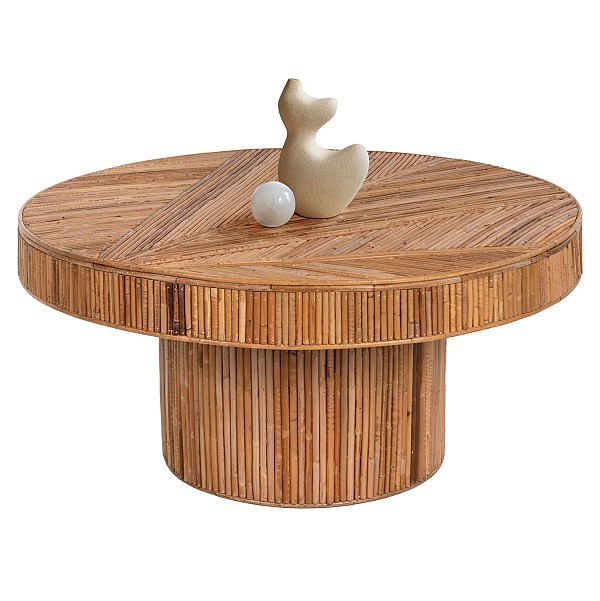 B2bmarkt ΤΡΑΠΕΖΙ ΣΑΛΟΝΙΟΥ GATSBY ΣΤΡΟΓΓΥΛΟ HM9651 RATTAN ΧΡΩΜΑ ΦΥΣΙΚΟ Φ100x50Y εκ.