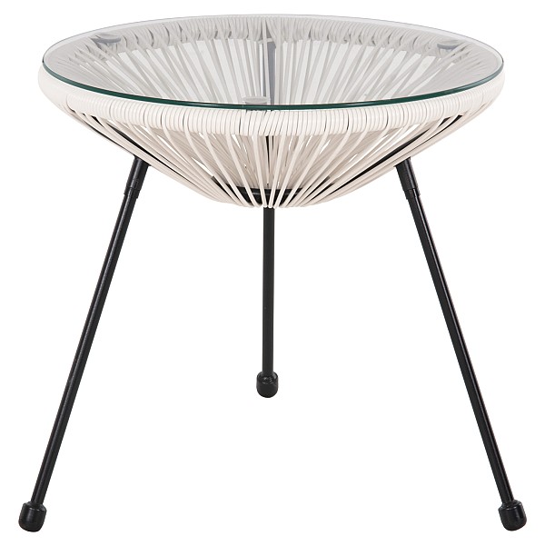 B2bmarkt ΤΡΑΠΕΖΙ ΒΟΗΘΗΤΙΚΟ ALLEGRA HM5874.12 ΜΕΤΑΛΛΟ ΜΑΥΡΟ-ΣΥΝΘ. RATTAN ΛΕΥΚΟ Φ47x45Yεκ.