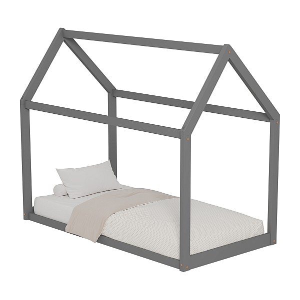 B2bmarkt ΚΡΕΒΑΤΙ ΠΑΙΔΙΚΟ PEPE HM677.05 τ.MONTESSORI ΞΥΛΟ ΠΕΥΚΟ ΓΚΡΙ- 190x90εκ