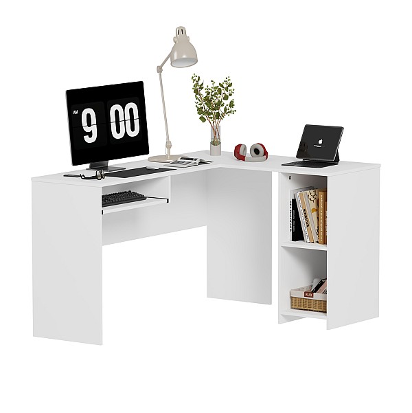 B2bmarkt ΓΩΝΙΑΚΟ ΓΡΑΦΕΙΟ SHIG HM2135.03 MDF ΣΕ ΛΕΥΚΟ 140x120x75Υεκ