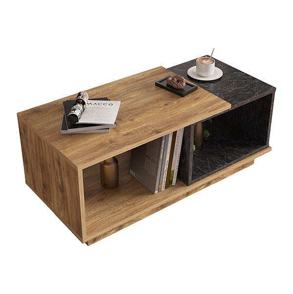 B2bmarkt ΤΡΑΠΕΖΙ ΣΑΛΟΝΙΟΥ TELES HM18181.02 ΜΕΛΑΜΙΝΗ ΣΕ ΦΥΣΙΚΟ & ΜΑΥΡΟ ΜΑΡΜΑΡΟ 100x45x42Υεκ.