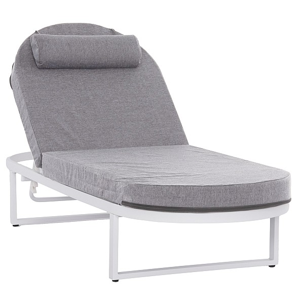 B2bmarkt ΕΠΑΓΓΕΛΜ. ΞΑΠΛΩΣΤΡΑ MALLOW HM10715.01 ΛΕΥΚΟ ΑΛΟΥΜ.& ΓΚΡΙ ΜΑΞΙΛΑΡΙ 198x71x40,5-103Υεκ.