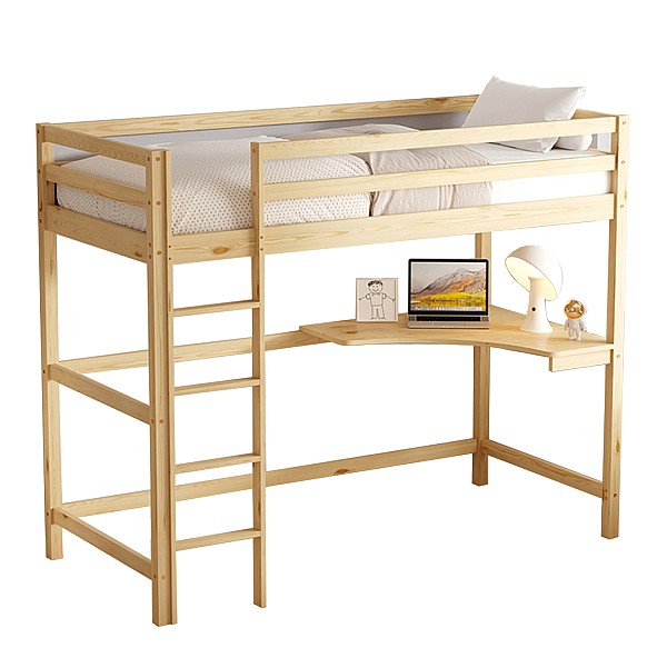 B2bmarkt ΠΑΙΔΙΚΟ ΚΡΕΒΑΤΙ ΚΟΥΚΕΤΑ ΜΕ ΓΡΑΦΕΙΟ AKRON HM702.01 ΞΥΛΟ ΠΕΥΚΟΥ ΦΥΣΙΚΟ-ΣΤΡΩΜΑ 90x190εκ