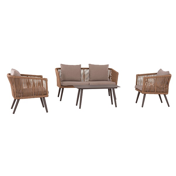 B2bmarkt ΣΑΛΟΝΙ ΕΞ.ΧΩΡΟΥ 4ΤΜΧ FREJA HM6057.04 ΑΛΟΥΜ.ΚΑΠΟΥΤΣΙΝΟ-PE RATTAN & ΜΑΞΙΛΑΡΙΑ ΜΠΕΖ