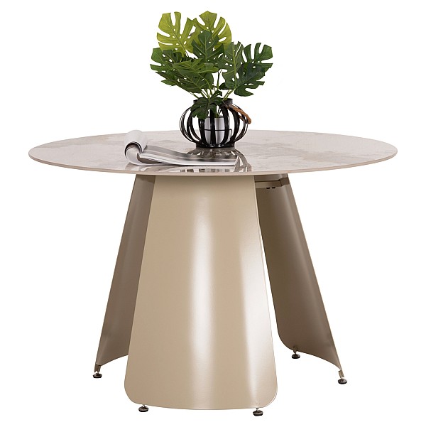 B2bmarkt ΤΡΑΠΕΖΙ ΤΡΑΠΕΖΑΡΙΑΣ ΣΤΡΟΓΓΥΛΟ SEDAR HM18326 ΚΕΡΑΜΙΚΟ TOP--ΚΡΕΜ ΜΕΤΑΛ.ΠΟΔΙΑ Φ120x78Υ