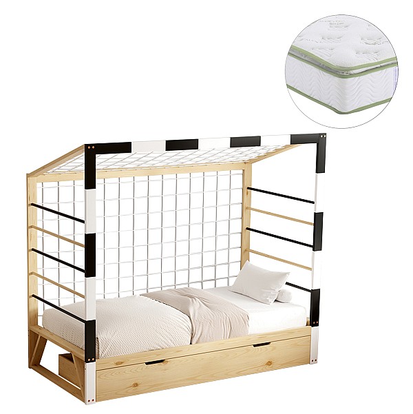 B2bmarkt ΚΡΕΒΑΤΙ ΠΑΙΔΙΚΟ ΜΕ ΣΤΡΩΜΑ GOALIE HM21309 ΠΕΥΚΟ ΦΥΣΙΚΟ-ΛΕΥΚΟ-ΜΑΥΡΟ--ΣΤΡΩΜΑ 90x190εκ
