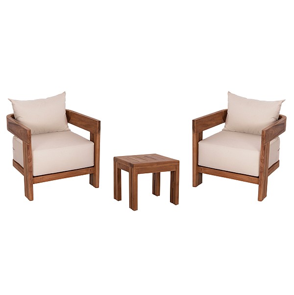 B2bmarkt LOUNGE ΣΕΤ KIOTO HM10960 ΤΡΑΠΕΖΑΚΙ & 2 ΠΟΛΥΘΡΟΝΕΣ--ΞΥΛΟ TEAK--ΜΠΕΖ ΜΑΞΙΛΑΡΙΑ