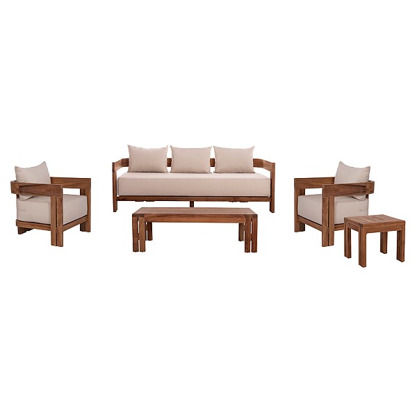 B2bmarkt ΣΕΤ ΣΑΛΟΝΙ KIOTO HM10962 5ΤΜΧ & 5 ΘΕΣΕΩΝ--ΞΥΛΟ TEAK--ΜΠΕΖ ΜΑΞΙΛΑΡΙΑ