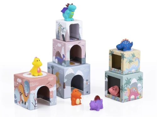 Eli Neli EliNeli Montessori Dinosaurs Εκπαιδευτικοί Κύβοι Πυραμίδα Δεινόσαυροι