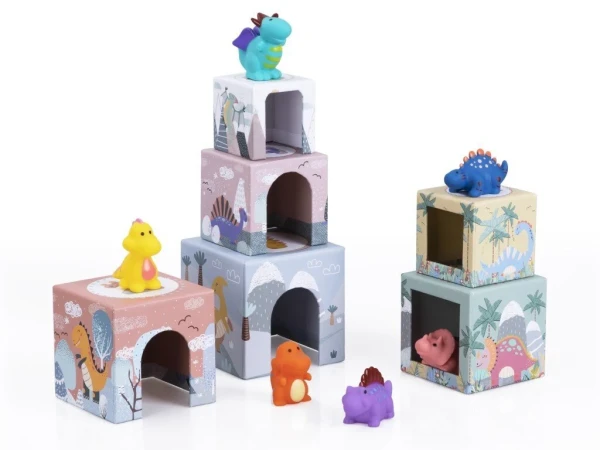 Eli Neli EliNeli Montessori Dinosaurs Εκπαιδευτικοί Κύβοι Πυραμίδα Δεινόσαυροι