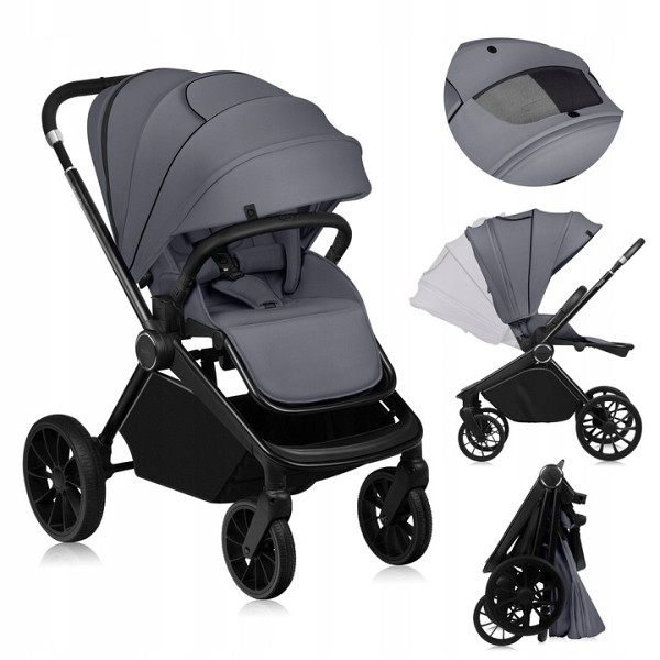 Lionelo Mika Plus Καρότσι Βρεφικό με Αναστροφή έως 22 kg Gray Stone