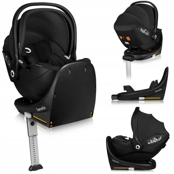 Lionelo Moxie i-Size set κάθισμα αυτοκινήτου 40-87cm & περιστρεφόμενη βάση isofix Black Carbon