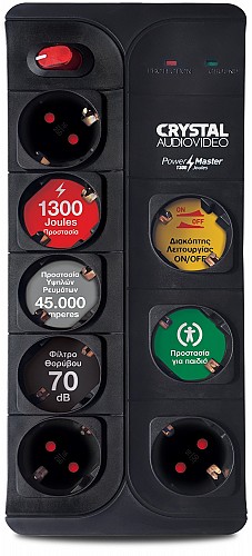 CRYSTAL AUDIO CP8-1300-70 ΜΑΥΡΟ ΠΟΛΥΠΡΙΖΟ ΑΣΦΑΛΕΙΑΣ ΣΟΥΚΟ 8 ΘΕΣΕΩΝ 1300J/70dB