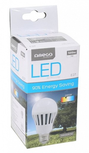OMEGA LED Λάμπα Bulb 7W, Warm White 2800K, E27 OMELE27E-7W