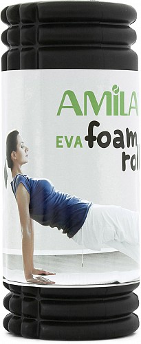 AMILA Foam Roller Plexus Φ14x33cm Μαύρο/Λάιμ 96822