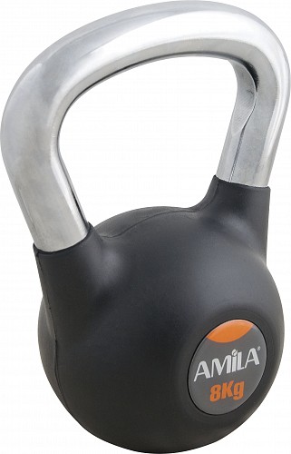 AMILA Kettlebell Rubber Cover Cr Handle 8 kg – Μαύρο 44496