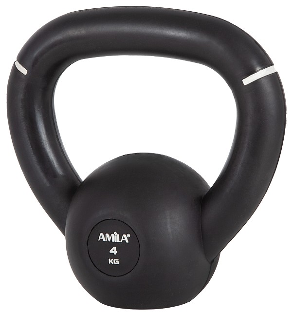 AMILA Kettlebell Original Rubber 4 kg - Μαύρο / Λευκό 90473