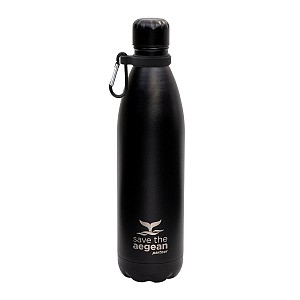 ESTIA ΘΕΡΜΟΣ TRAVEL FLASK SAVE THE AEGEAN 750ml MIDNIGHT BLACK 01-9816