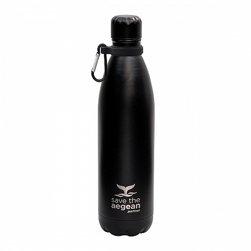 ESTIA ΘΕΡΜΟΣ TRAVEL FLASK SAVE THE AEGEAN 750ml MIDNIGHT BLACK 01-9816