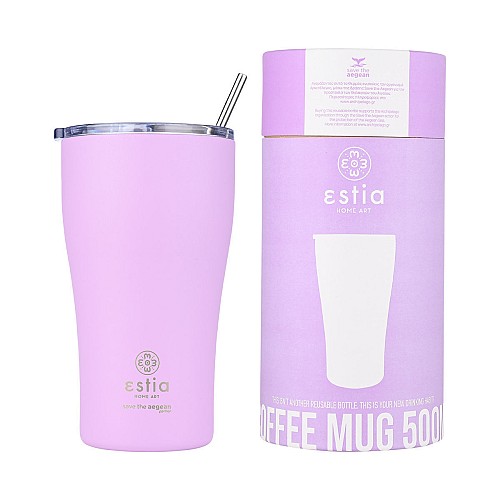 ESTIA ΘΕΡΜΟΣ COFFEE MUG SAVE THE AEGEAN 500ml LAVENDER PURPLE 01-23195
