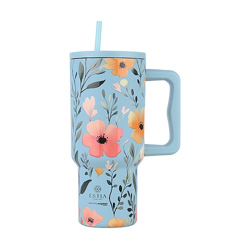 ESTIA ΘΕΡΜΟΣ STRAW TUMBLER XL SAVE THE AEGEAN 900ml SKY GARDEN 01-32036