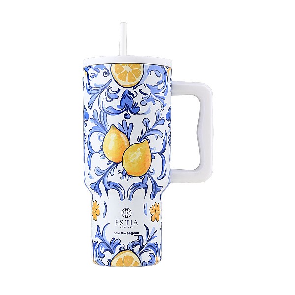 ESTIA ΘΕΡΜΟΣ STRAW TUMBLER XL SAVE THE AEGEAN 900ml AMALFI COAST 01-34832
