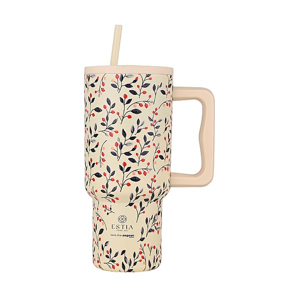 ESTIA ΘΕΡΜΟΣ STRAW TUMBLER XL SAVE THE AEGEAN 900ml BLOOM BEIGE 01-35181