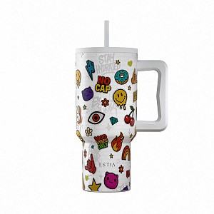 ESTIA ΘΕΡΜΟΣ STRAW TUMBLER XL SAVE THE AEGEAN 900ml URBAN VIBES 01-41540