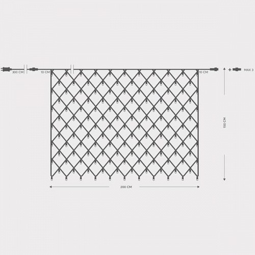 EUROLAMP ΔΙΧΤΥ, 240 LED 3mm, 36V, ΕΠΕΚΤΑΣΗ ΩΣ 3, ΜΕ ΜΕΤΑΣΧΗΜΑΤΙΣΤΗ, ΠΡΟΕΚΤΑΣΗ ΠΑΡΟΧΗΣ 300cm,ΠΡΑΣΙΝΟ ΚΑΛΩΔΙΟ,ΘΕΡΜΟ ΛΕΥΚΟ LED,200x150cm,ΙΡ44 600-11381
