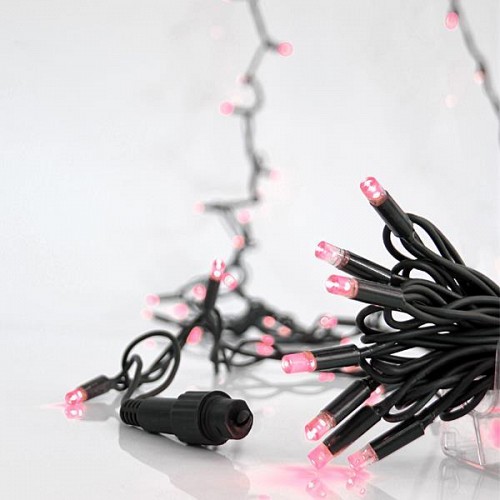 EUROLAMP ΣΕΙΡΑ, 100 LED 5mm ΜΕ ΚΑΛΥΜΜΑ, 230V, 3 ΕΠΕΚΤΑΣΕΙΣ ΕΩΣ 9 ΣΕΤ, ΠΡΑΣΙΝΟ ΚΑΟΥΤΣΟΥΚ ΚΑΛΩΔΙΟ, ΡΟΖ LED ANA 10cm, ΠΡΟΕΚΤΑΣΗ ΠΑΡΟΧΗΣ 1.5m, ΙΡ65 600-11112