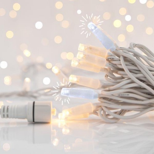 EUROLAMP ΣΕΙΡΑ, 100 LED 5mm ΜΕ ΚΑΛΥΜΜΑ, 230V, 3 ΕΠΕΚΤΑΣΕΙΣ ΕΩΣ 9 ΣΕΤ, ΛΕΥΚΟ ΚΑΟΥΤΣΟΥΚ ΚΑΛΩΔΙΟ, 90 ΘΕΡΜΑ ΛΕΥΚΑ LED + 10 ΛΕΥΚΑ FLASH LED ANA 10cm, ΠΡΟΕΚΤΑΣΗ ΠΑΡΟΧΗΣ 1.5cm, ΙΡ65 600-09146