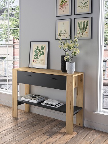 Inside Home Trust Κονσόλα με 1 συρτάρι και 1 ράφι 102x36x91εκ. Helvezia Oak / Black 0151.GM60