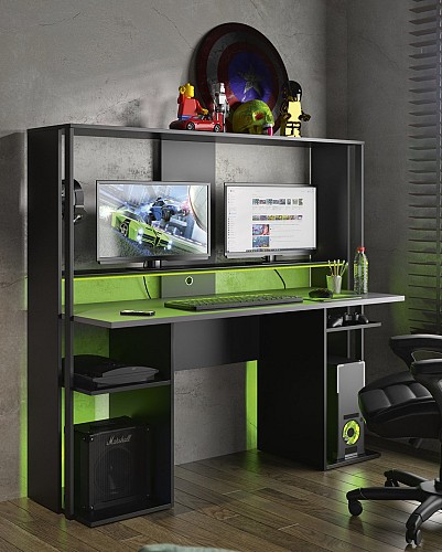 Inside Home Stream Γραφείο Gaming 157x60x145εκ. Μαύρο/Ανθρακί 0111.GM38