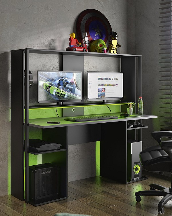 Inside Home Stream Γραφείο Gaming 157x60x145εκ. Μαύρο/Ανθρακί 0111.GM38