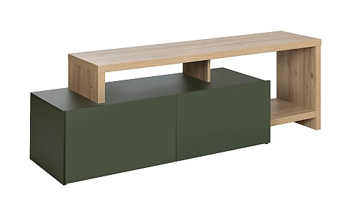 Craft έπιπλο τηλεόρασης με 2 πόρτες 155/136x45/36x50/33εκ. Artisan Oak / Πράσινο  015.GM48