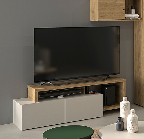 Craft έπιπλο τηλεόρασης με 2 πόρτες 155/136x45/36x50/33εκ. Artisan Oak / Grege 015.GM47