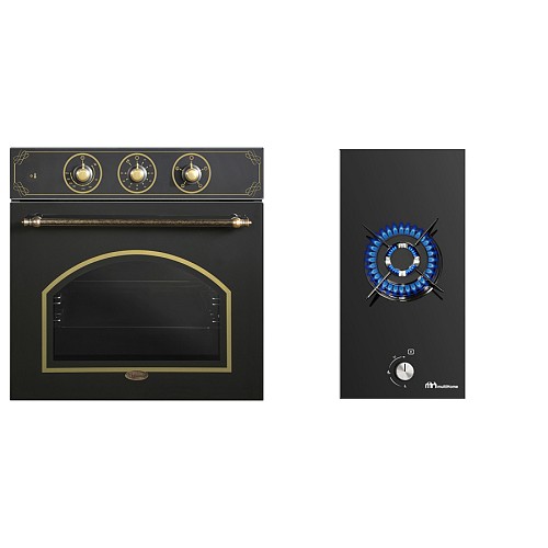 ΣΕΤ ΦΟΥΡΝΟΣ B66-SF3 (MT) BLACK RETRO + ΕΣΤΙΑ DOMINO ΥΓΡΑΕΡΙΟΥ MH-6142 MULTIHOME