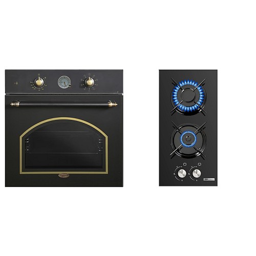 ΣΕΤ ΦΟΥΡΝΟΣ MH-6051 BLACK RETRO + ΕΣΤΙΑ DOMINO ΥΓΡΑΕΡΙΟΥ MH-6141 MULTIHOME
