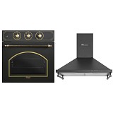 ΣΕΤ ΦΟΥΡΝΟΣ ΗΛΕΚΤΡΙΚΟΣ B66-SF3 (MT) BLACK RETRO + ΑΠΟΡΡΟΦΗΤΗΡΑΣ ΚΑΜΙΝΑΔΑ MH-6652 RUSTIC BLACK MULTIHOME